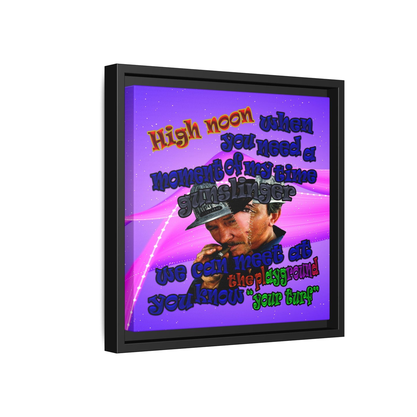 high noon - framed canvas art (purple-pink wave)
