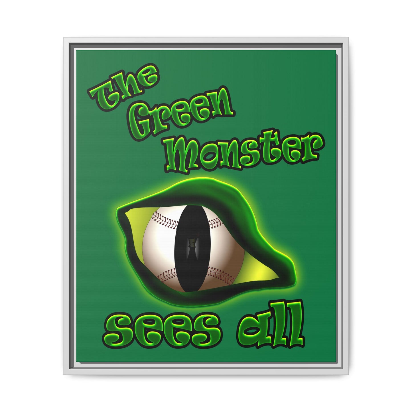green monster - framed canvas art (dark green)