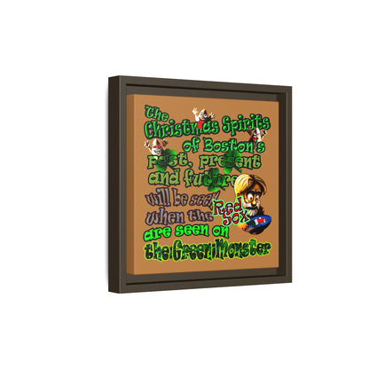 christmas spirits of boston - framed canvas art (light brown)