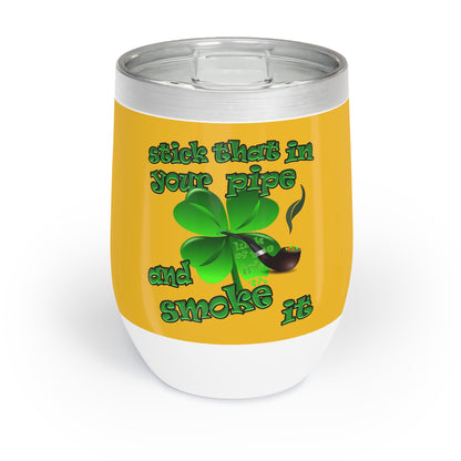 celtics logo - Chill Wine Tumbler (yellow)