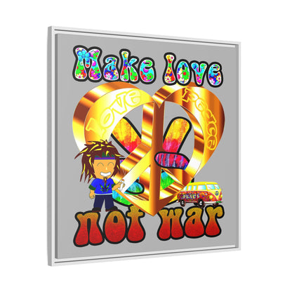 love peace - framed canvas art (light grey)