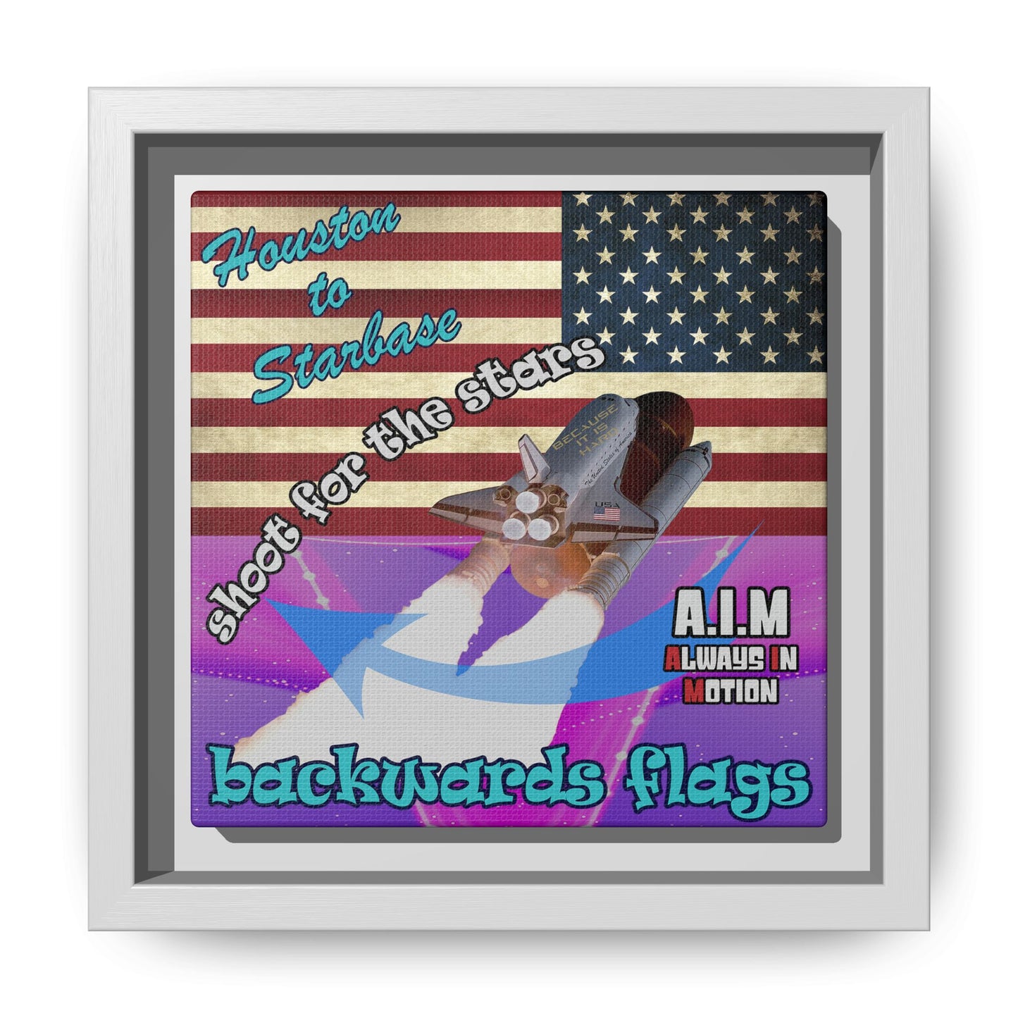 shoot for the stars - framed canvas art (purple-pink wave)