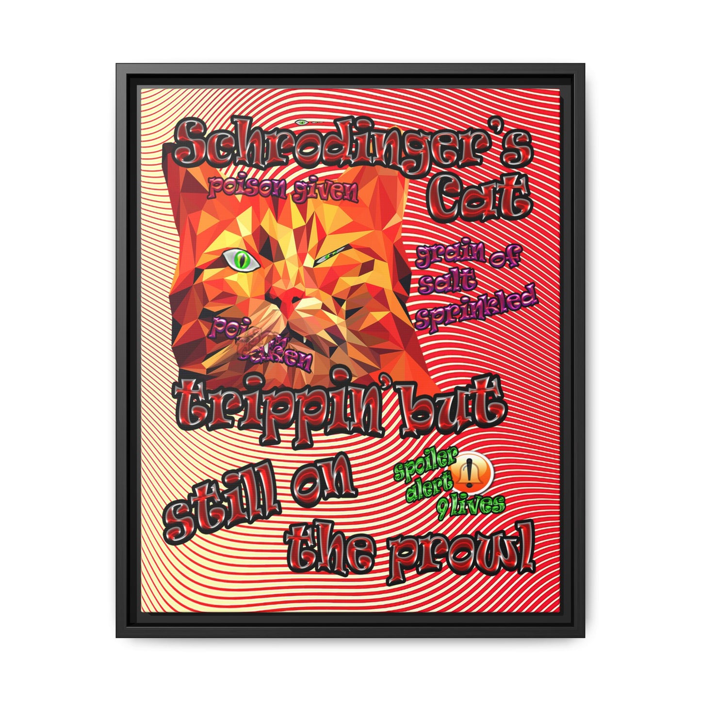 schrodinger's cat - framed canvas art (yellow-orange wave)
