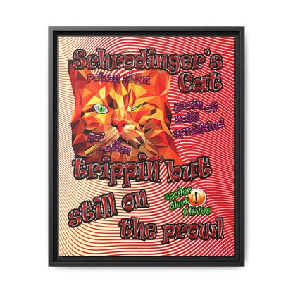 schrodinger's cat - framed canvas art (yellow-orange wave)