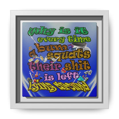 the bum's shit - framed canvas art (blue-white wave)