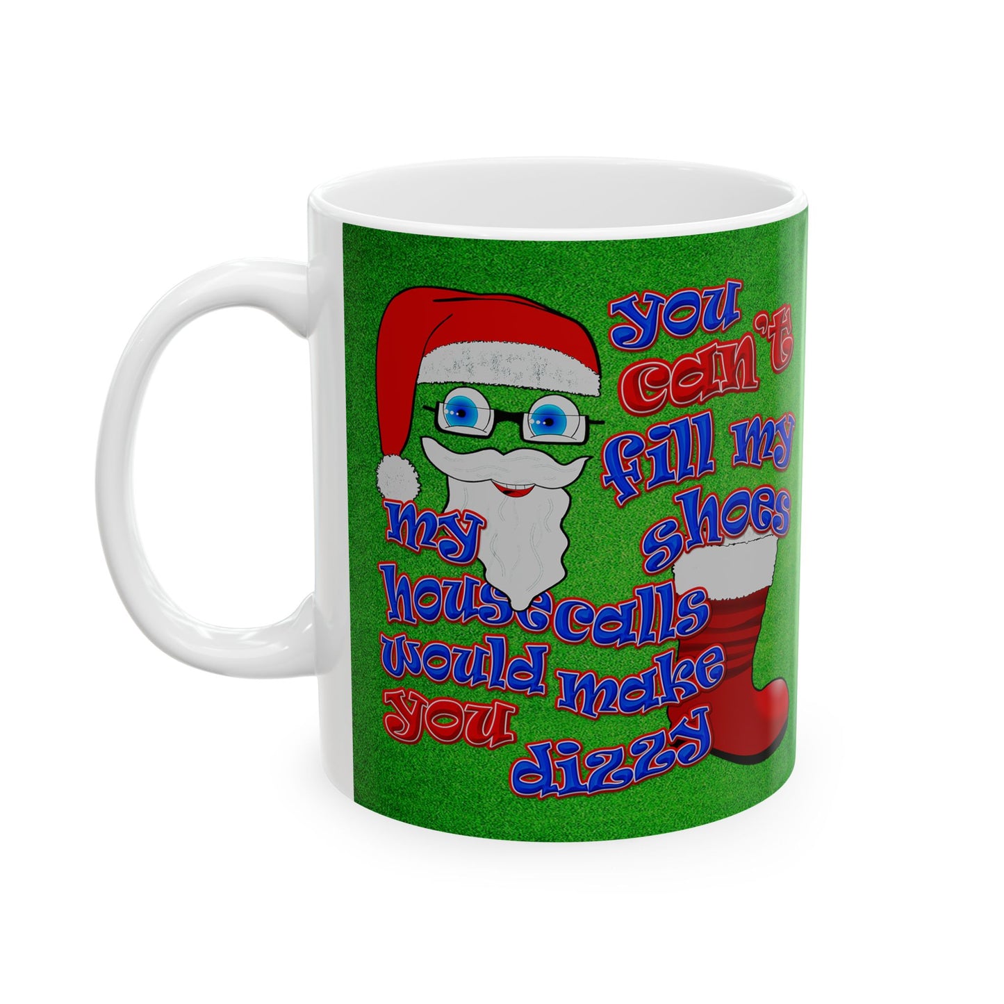 santa's shoes - White Mug (green turf)