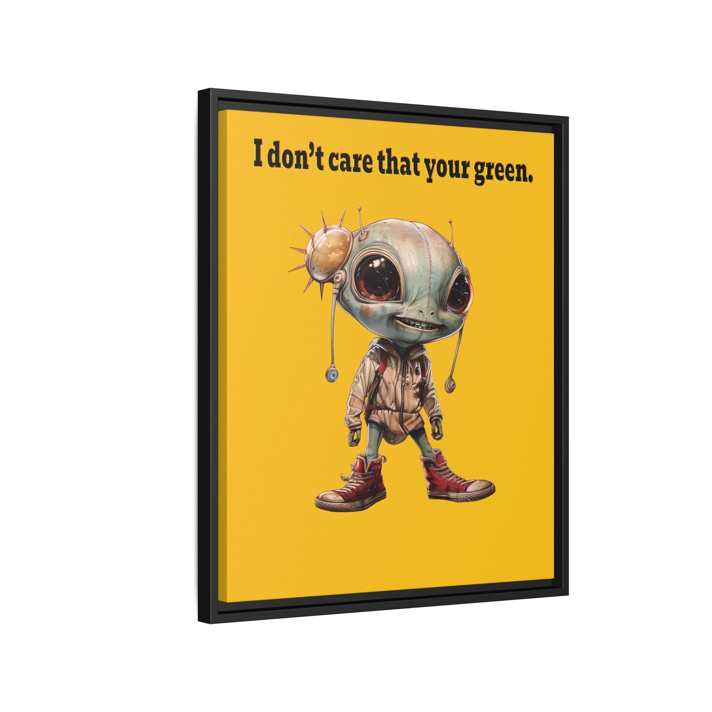 I don't care that your green - framed canvas art (yellow)