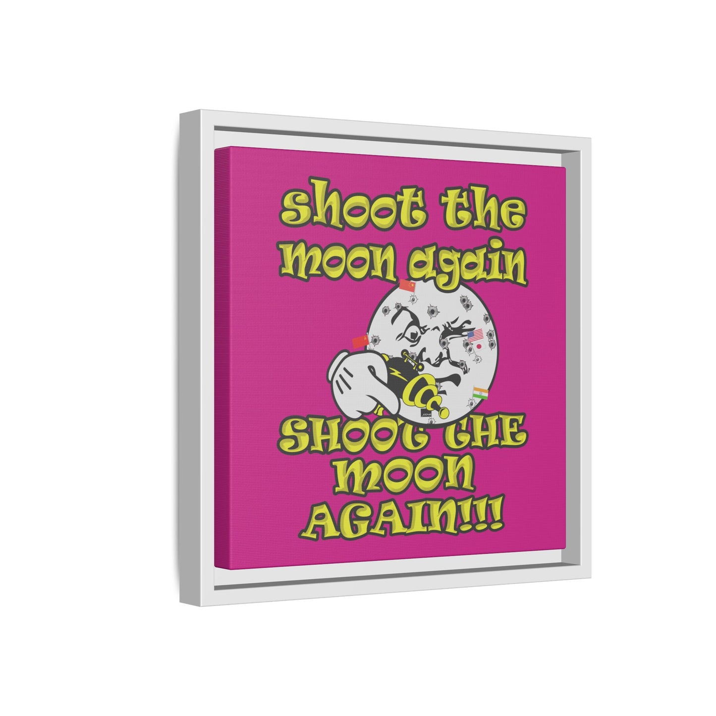 shoot the moon again - framed canvas art (pink)