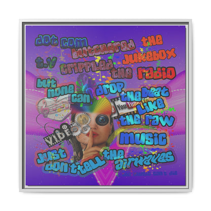 drop the beat - framed canvas art (purple-pink wave)