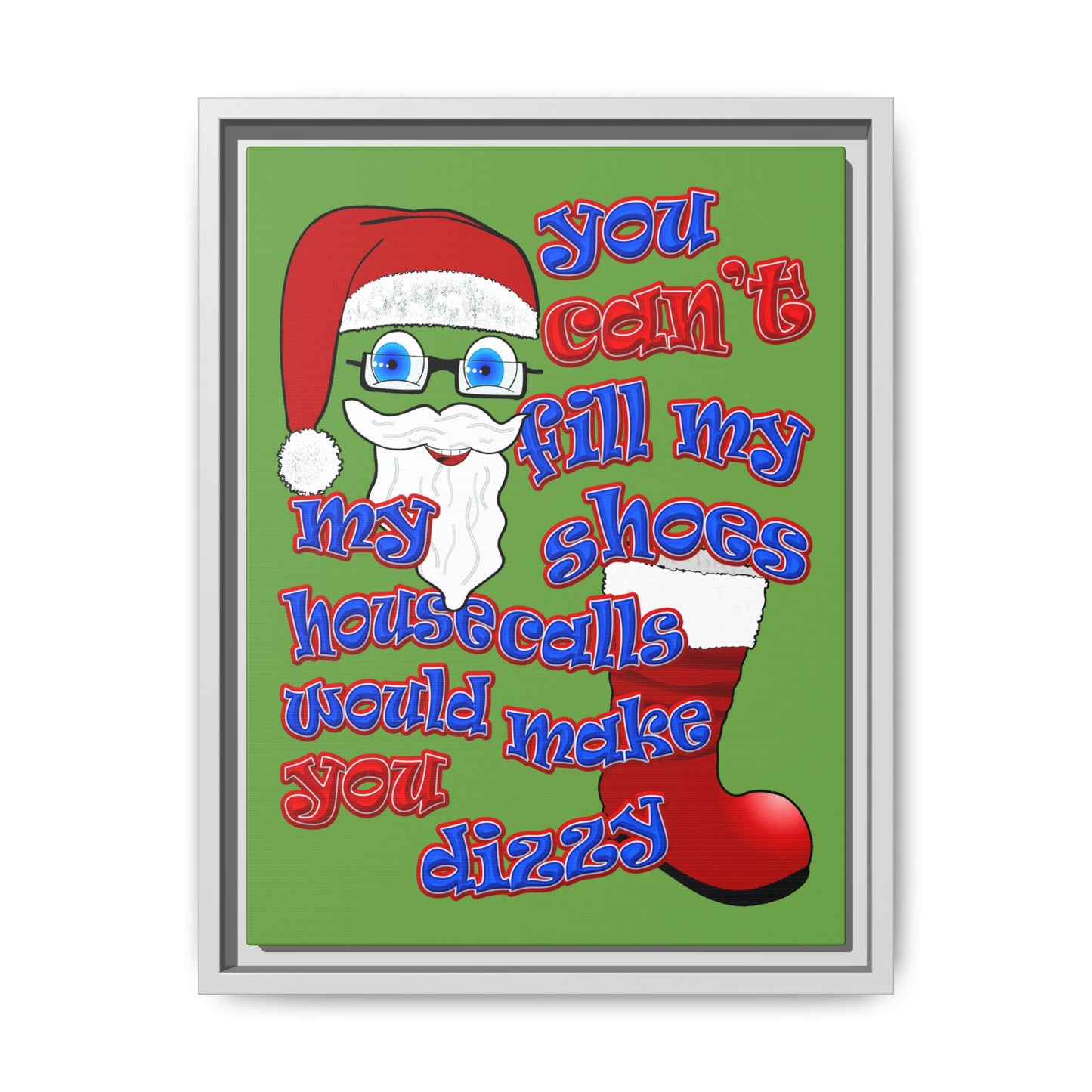 santa's shoes - framed canvas art (green)