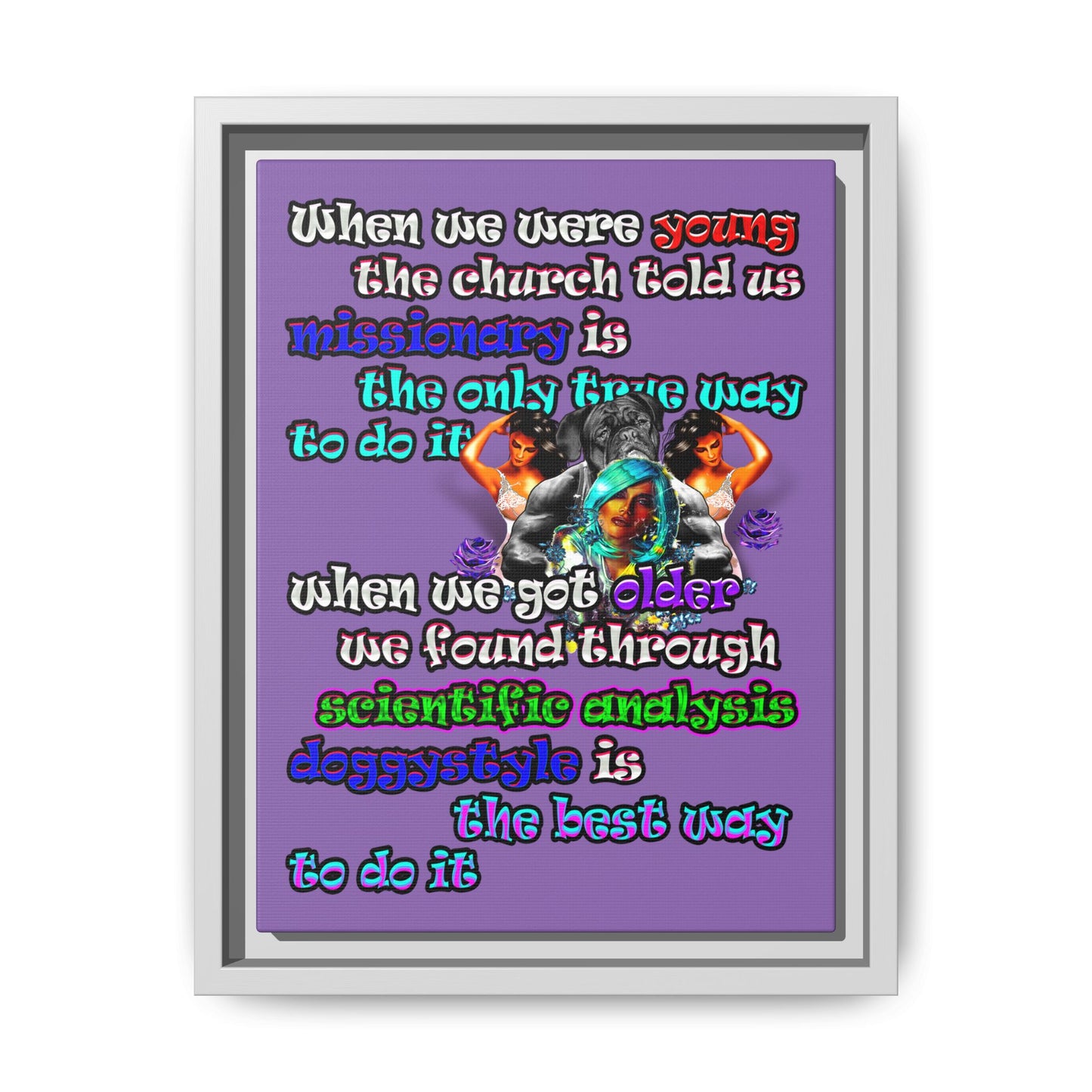 doggystyle - framed canvas art (light purple)