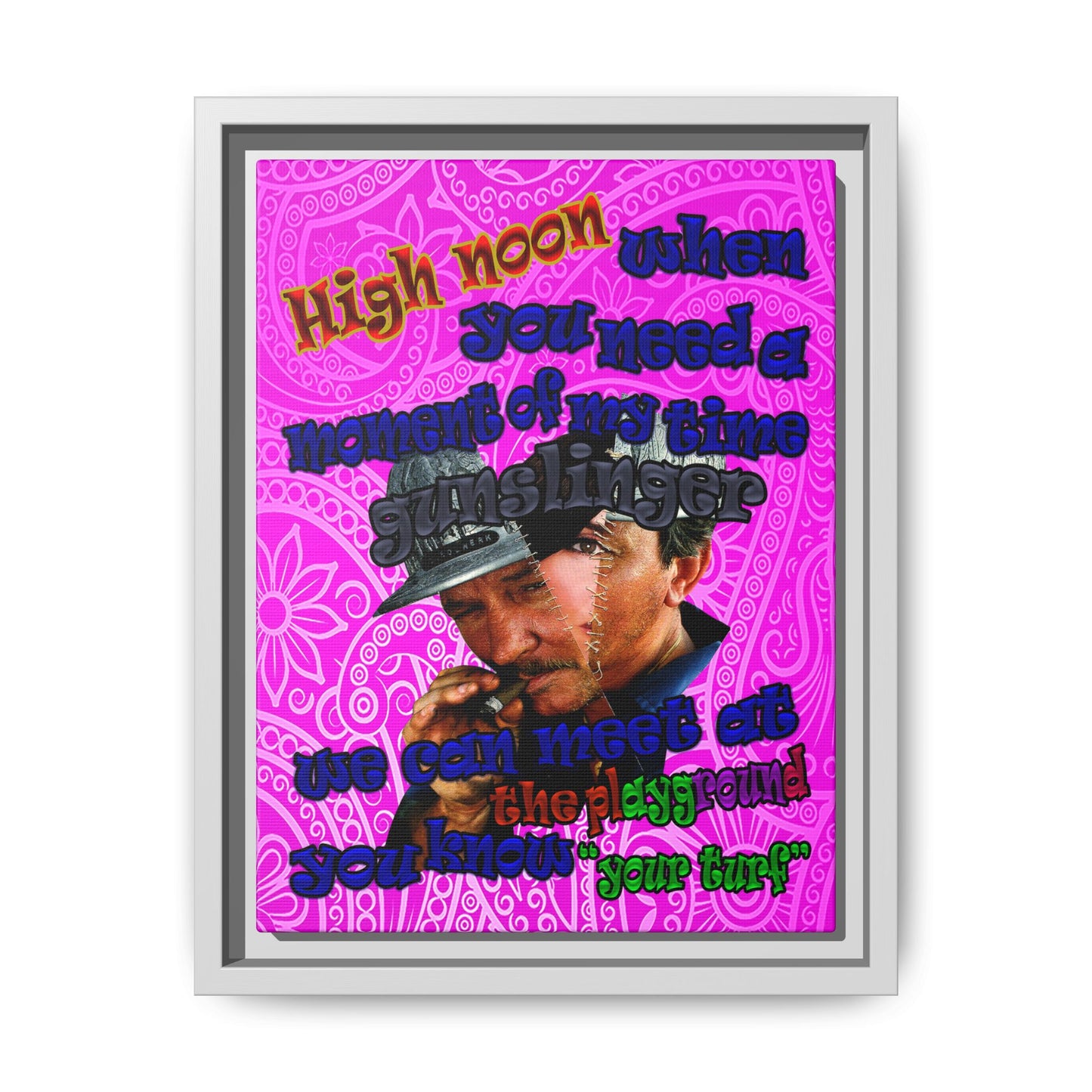 high noon - framed canvas art (pink swirl)