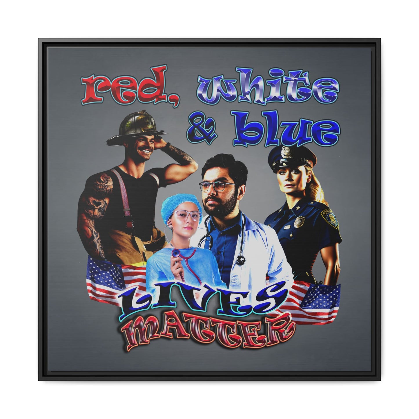 rw&b lives matter - framed canvas art (grey-light grey)