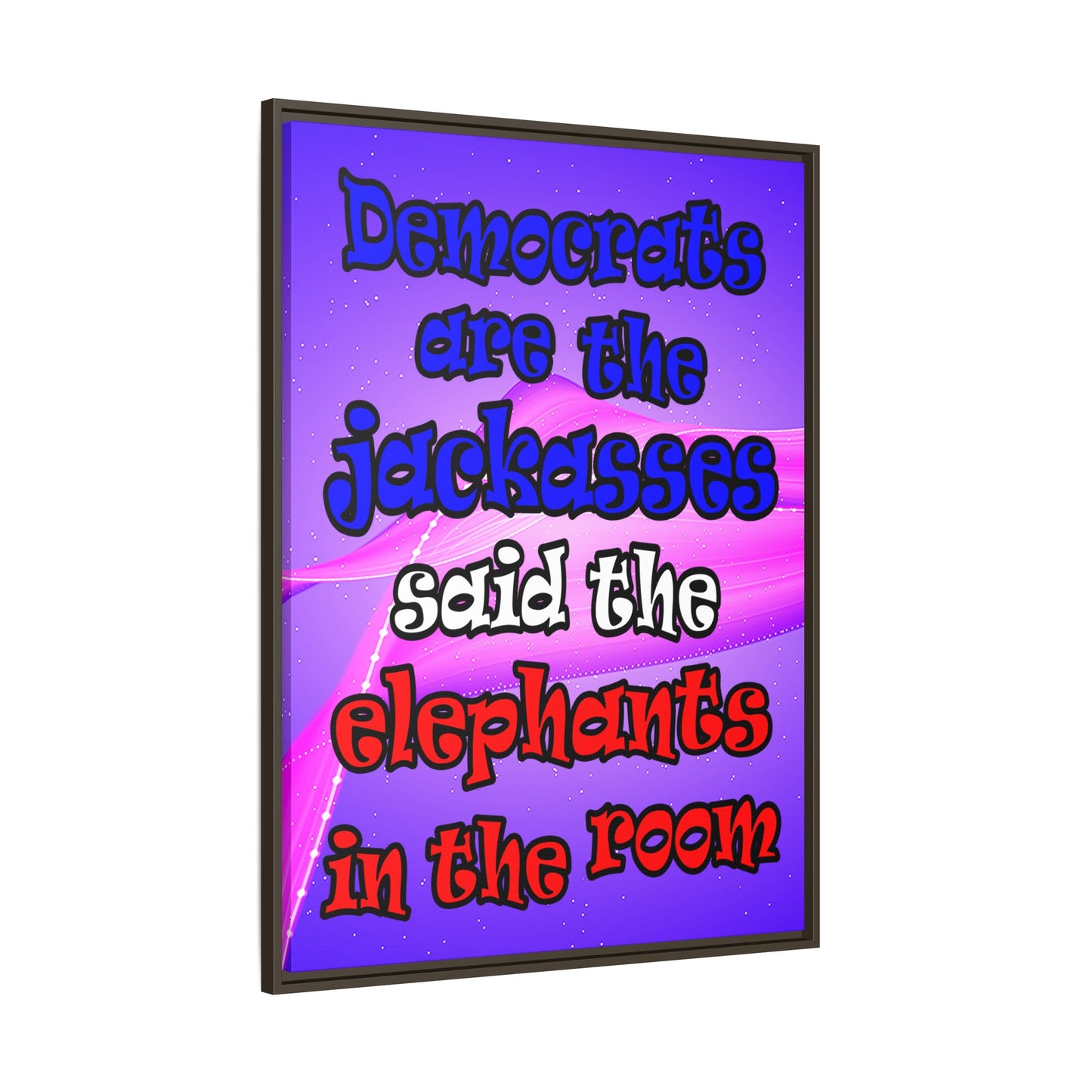 donkeys and elephants - framed canvas art (purple-pink wave)