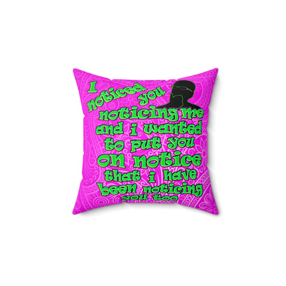 noticed you noticing - Faux Suede Square Pillow - (pink swirl)