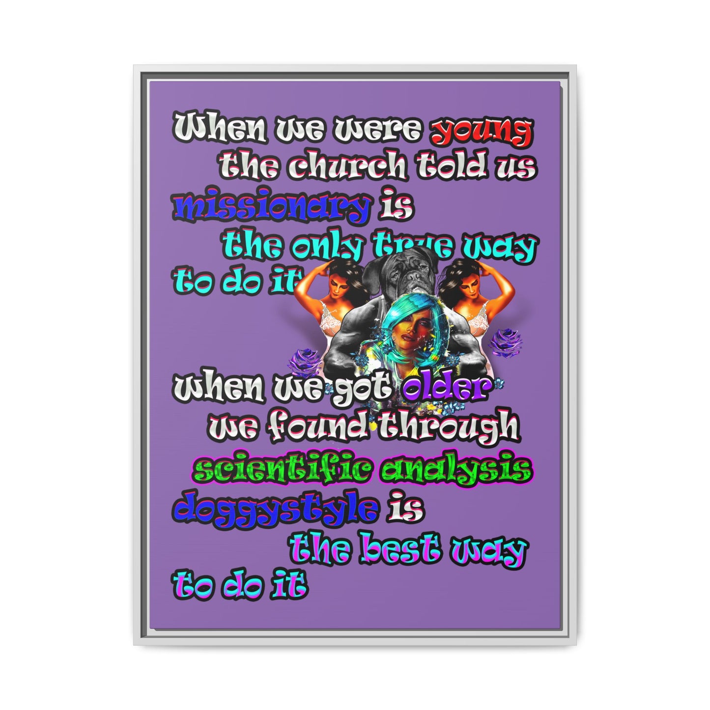 doggystyle - framed canvas art (light purple)