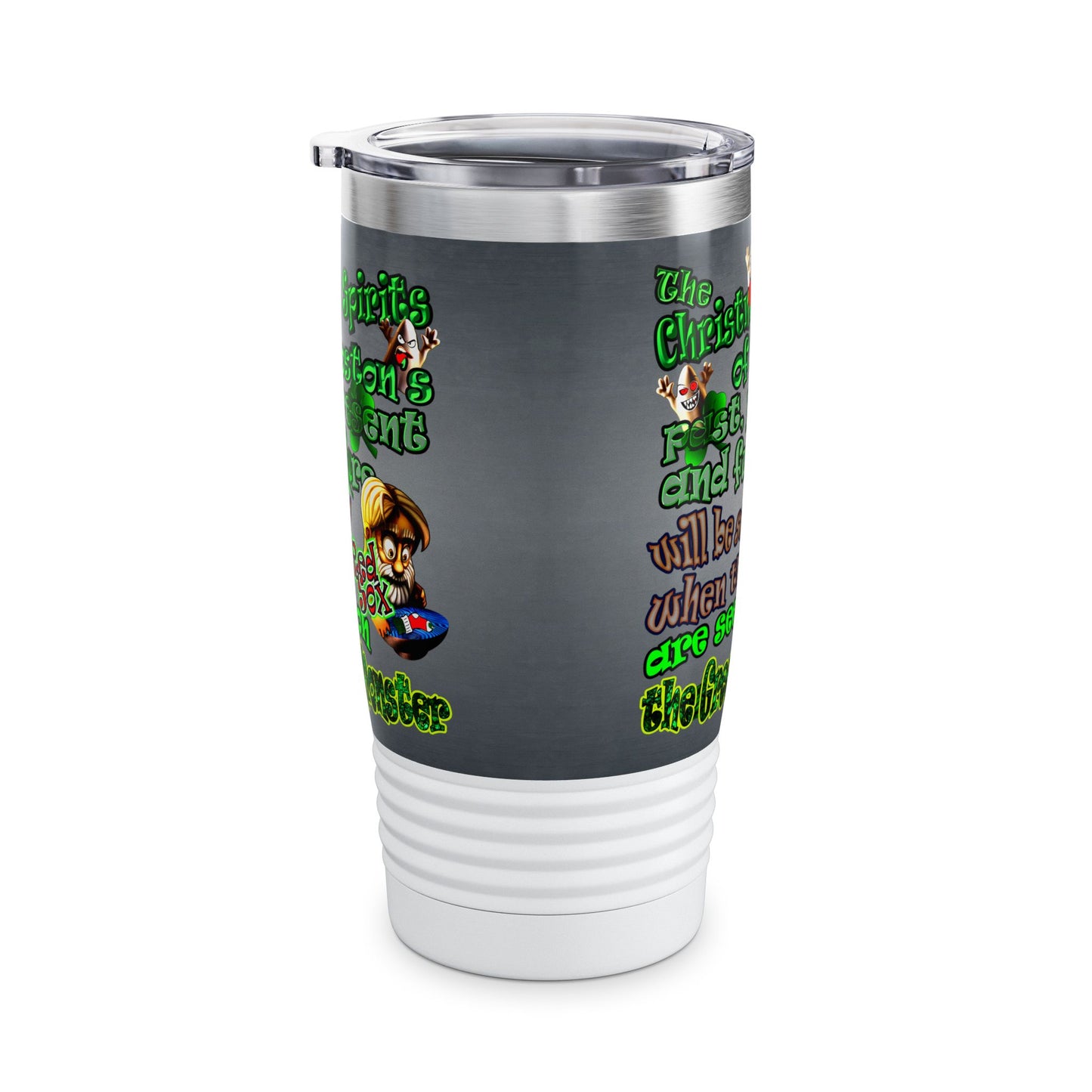 christmas spirits of boston - Ringneck Tumbler, 20oz (grey-light grey)