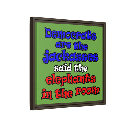 donkeys and elephants - framed canvas art (green)