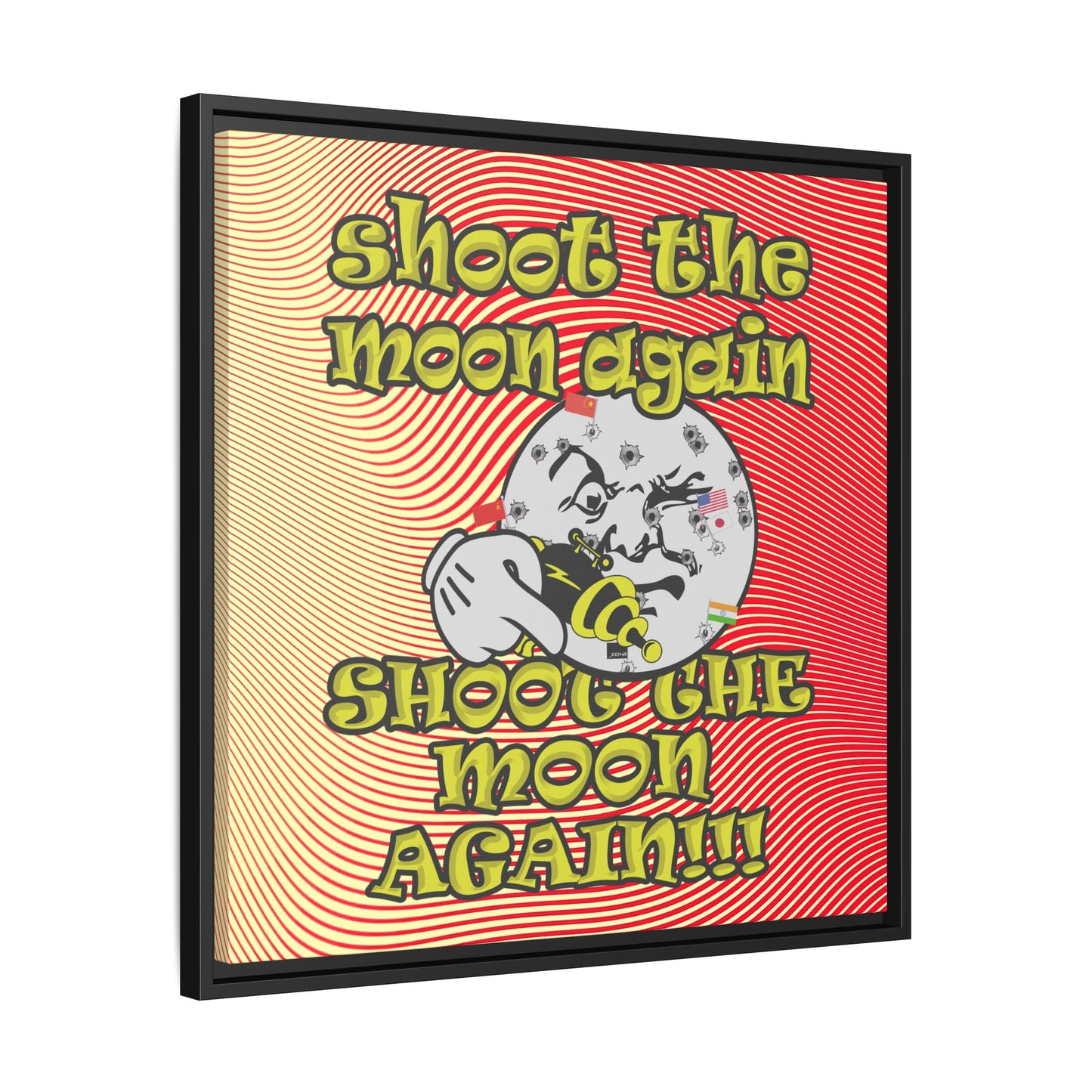 shoot the moon again - framed canvas art (yellow-orange wave)