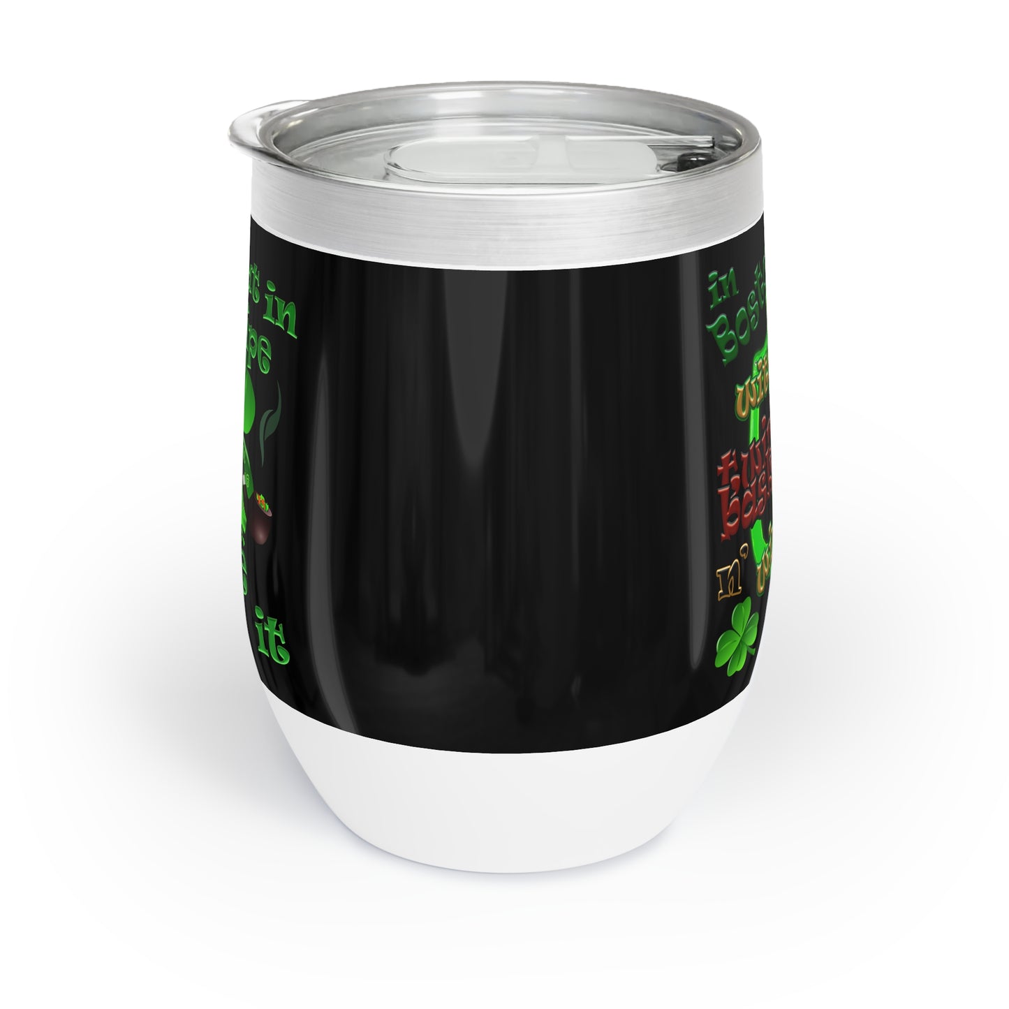 celtics logo - Chill Wine Tumbler (black)