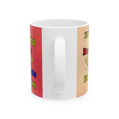 popping like popcorn - White Mug (yellow-orange wave)