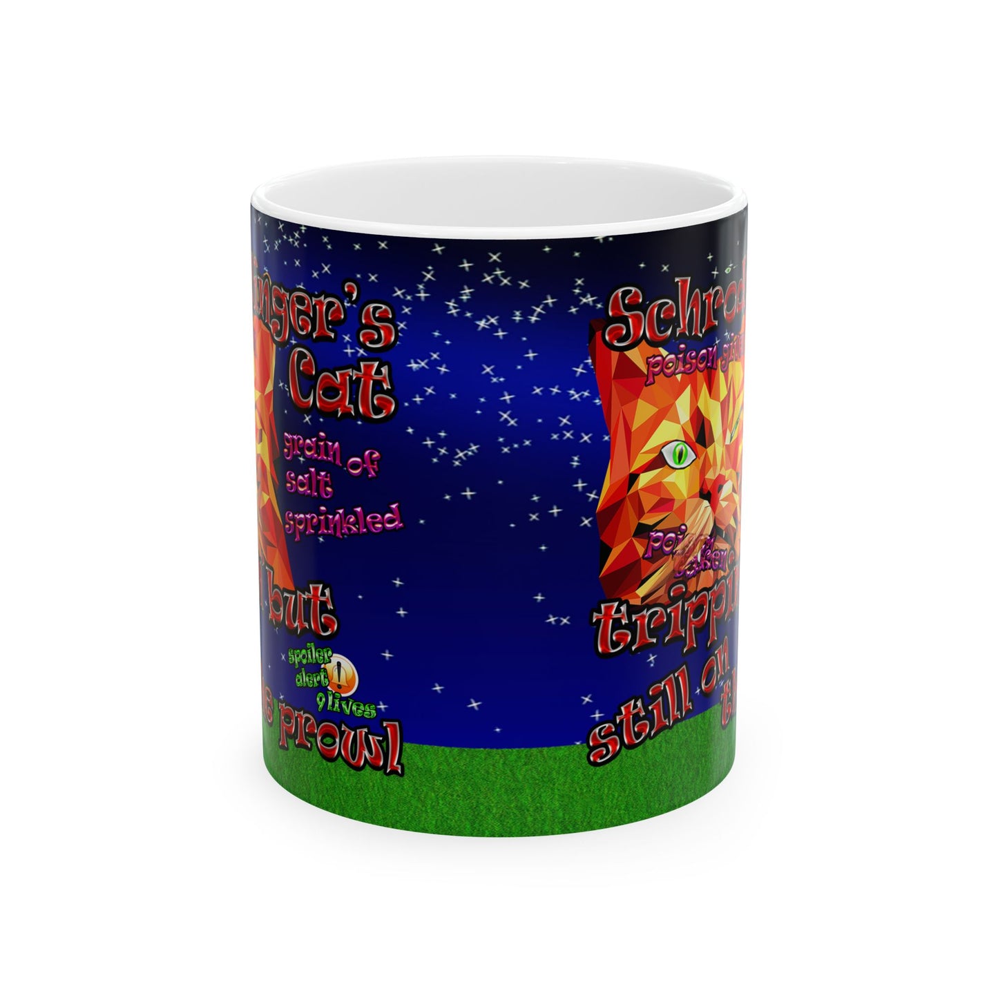 schrodinger's cat - White Mug ('snoops' background)