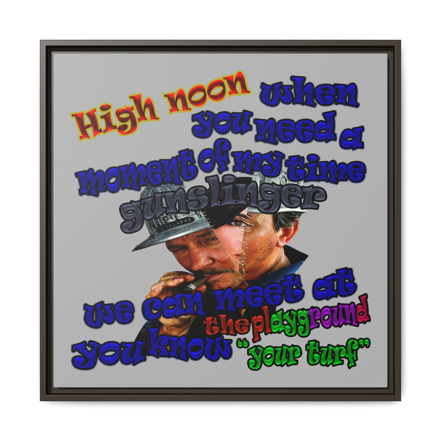 high noon - framed canvas art (light grey)
