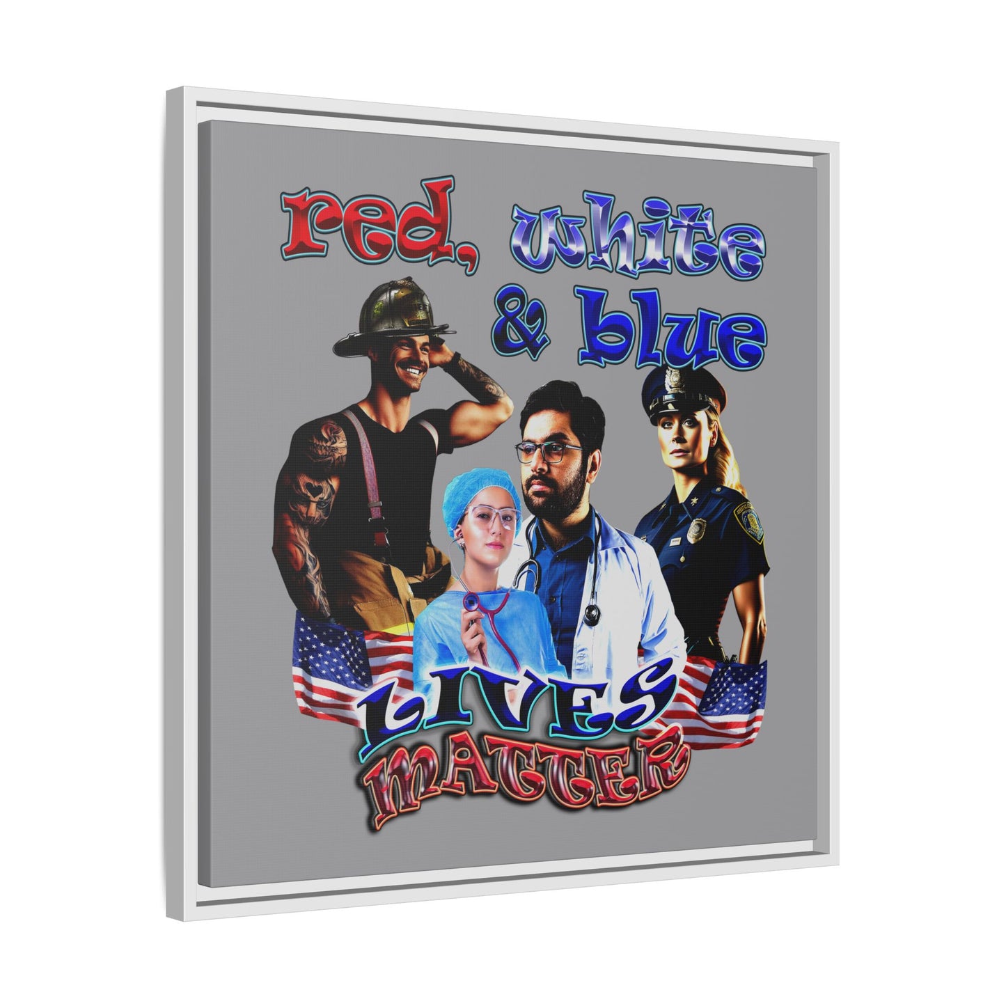 rw&b lives matter - framed canvas art (grey)