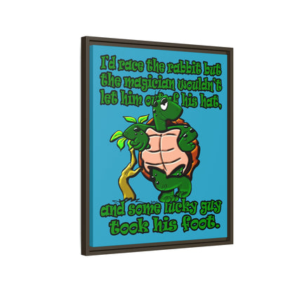 turtle race - framed canvas art (turquoise)