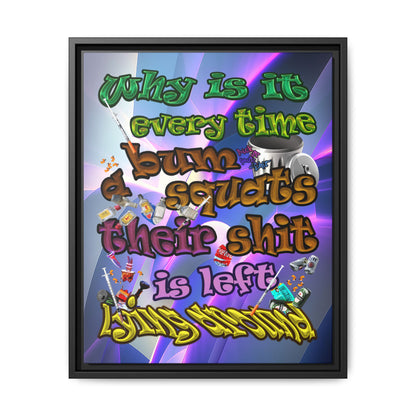 the bum's shit - framed canvas art (grey-pink wave)
