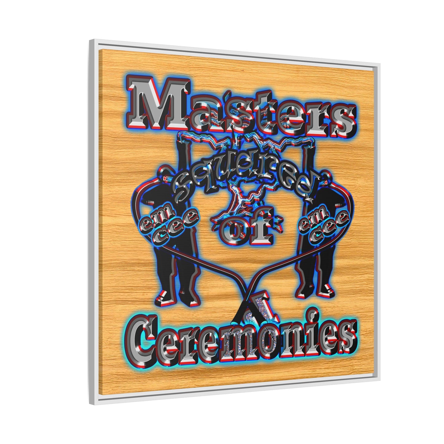 em cee squared - framed canvas art (butterscotch wood finish)