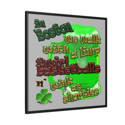 celtics logo - framed canvas art (light grey)