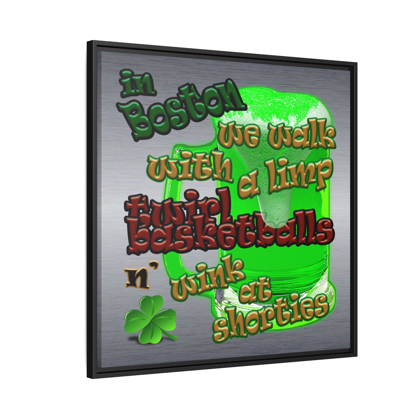 celtics logo - framed canvas art (brushed nickel)