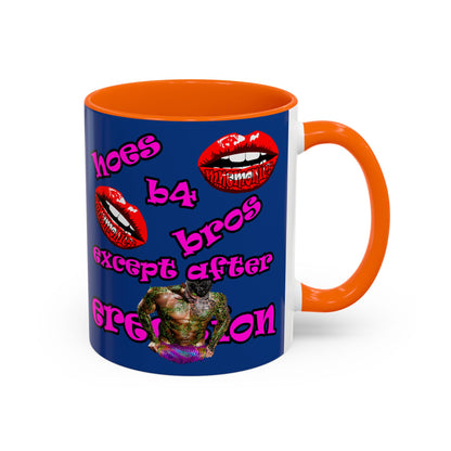 hoes b4 bros - Accent Mug (dark blue)