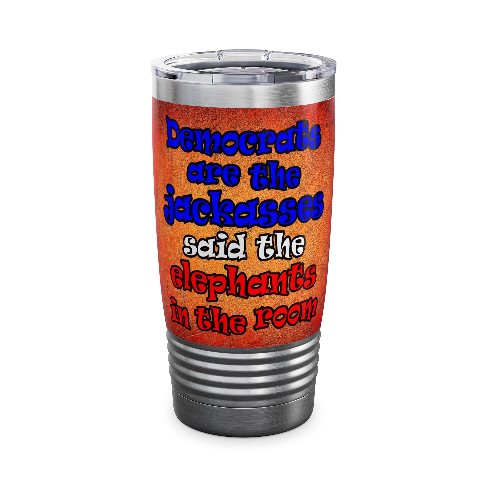 donkeys and elephants - Ringneck Tumbler, 20oz (burnt orange)