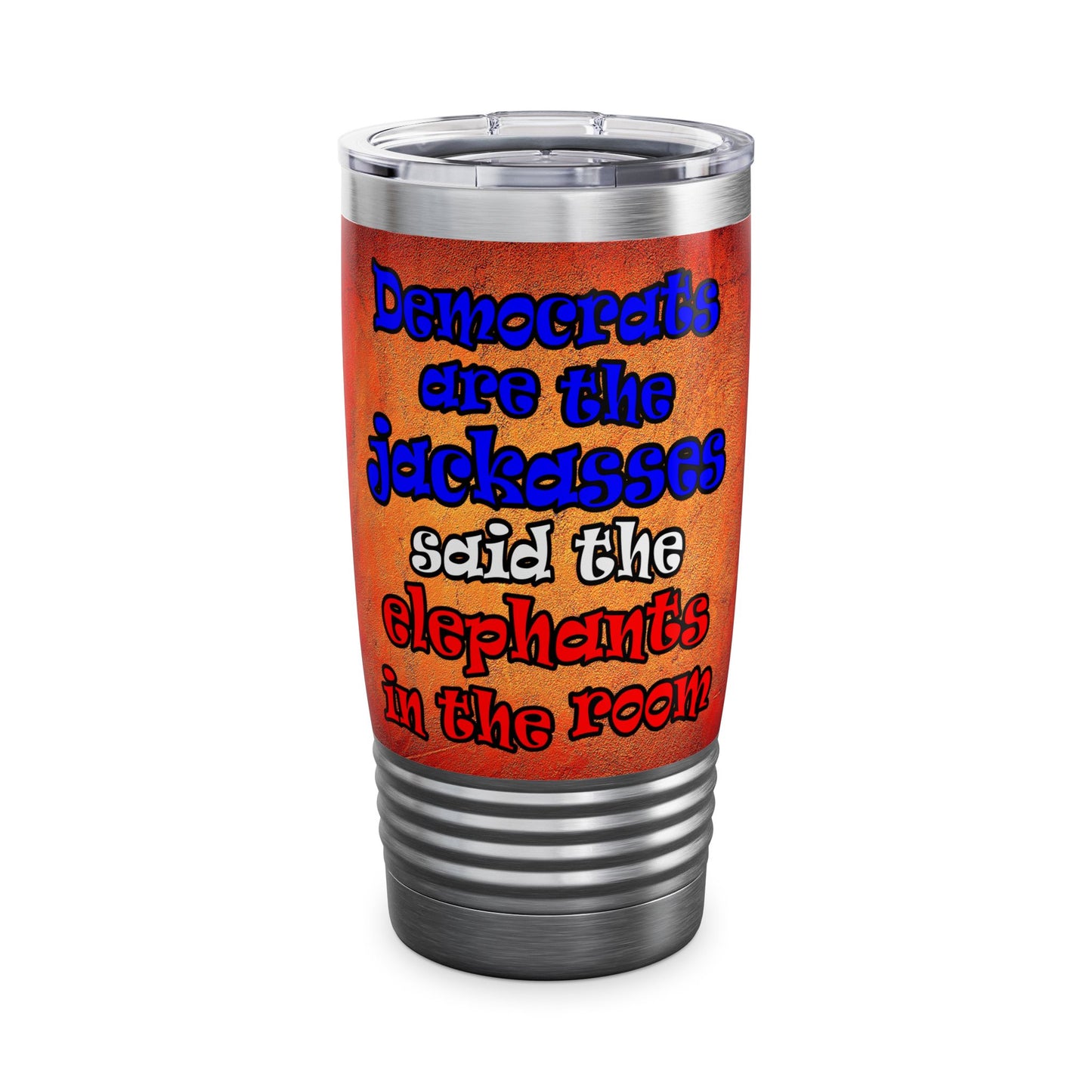 donkeys and elephants - Ringneck Tumbler, 20oz (burnt orange)