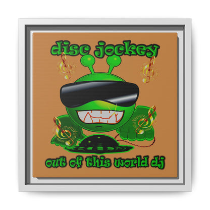disc jockey - framed canvas art (light brown)