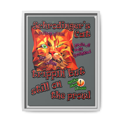 schrodinger's cat - framed canvas art (dark grey)