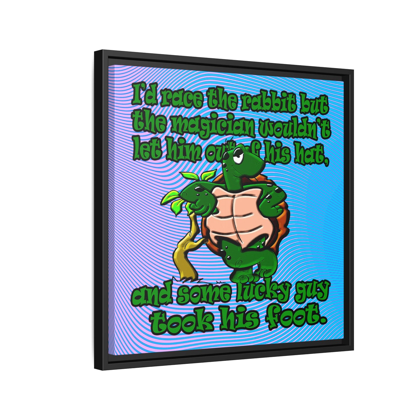 turtle race - framed canvas art (light blue-purple wave)