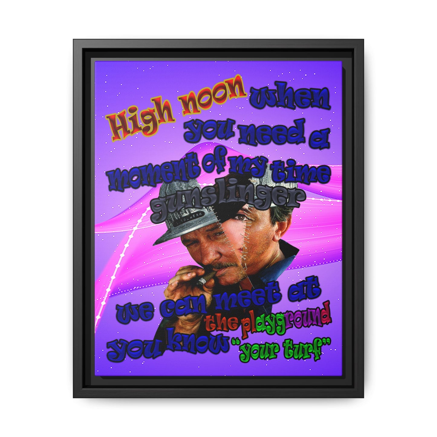 high noon - framed canvas art (purple-pink wave)