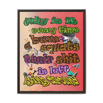 the bum's shit - framed canvas art (yellow-orange wave)