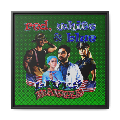 rw&b lives matter - framed canvas art (logo green)