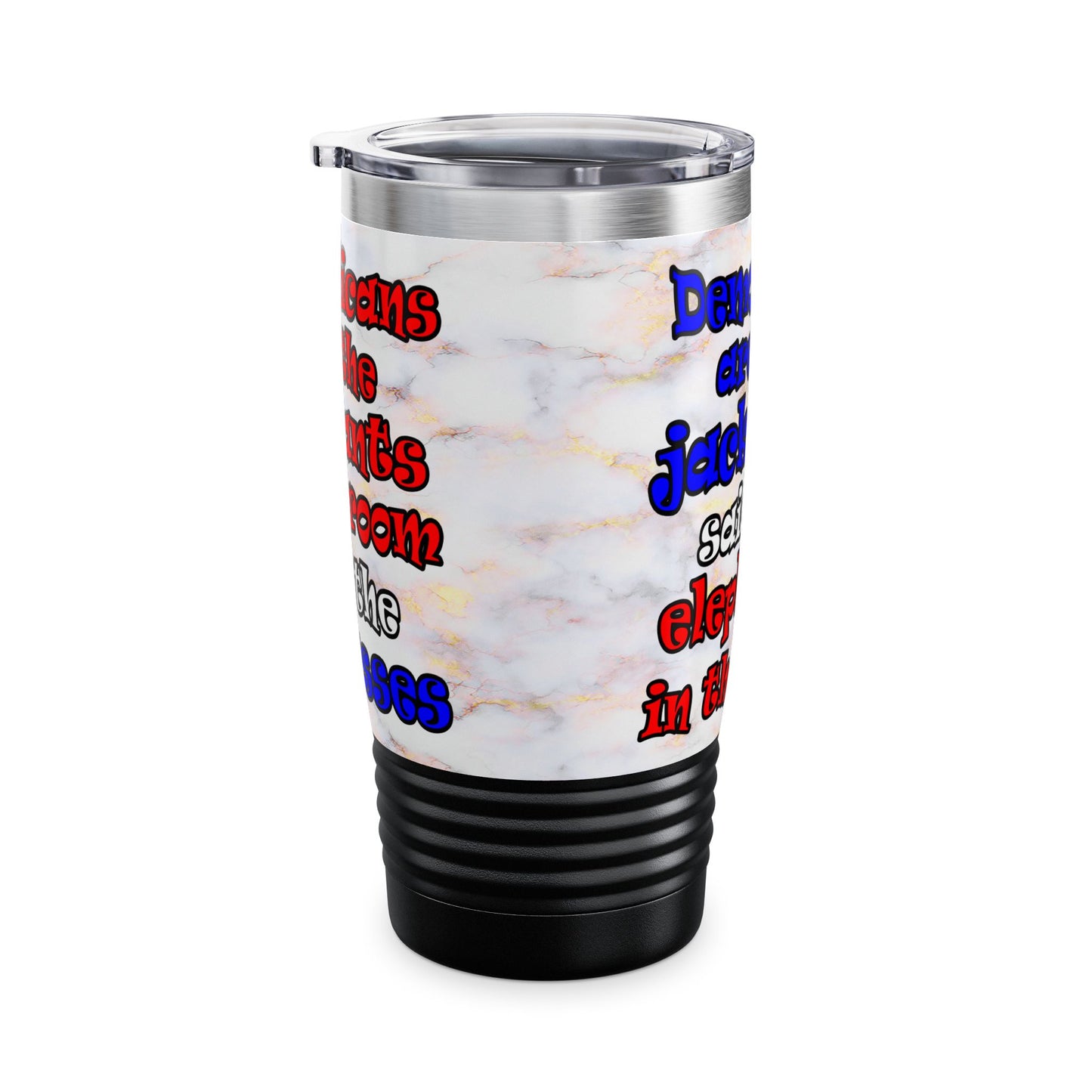 donkeys and elephants - Ringneck Tumbler, 20oz (white marble)