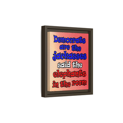 donkeys and elephants - framed canvas art (yellow-orange wave)