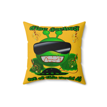 disc jockey - Spun Polyester Square Pillow - (yellow)