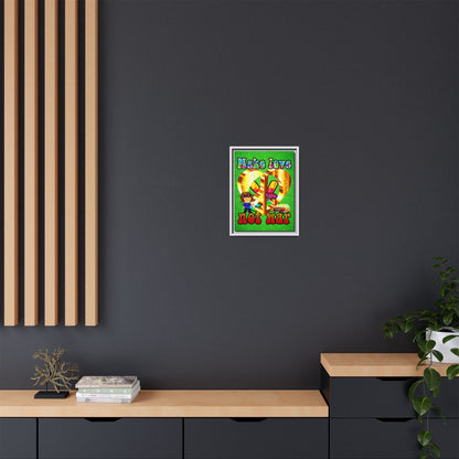 love peace - framed canvas art (green turf)