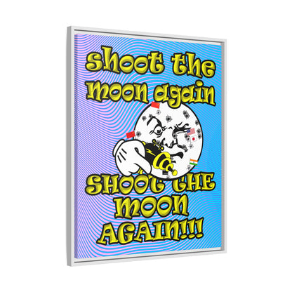shoot the moon again - framed canvas art (light blue-purple wave)