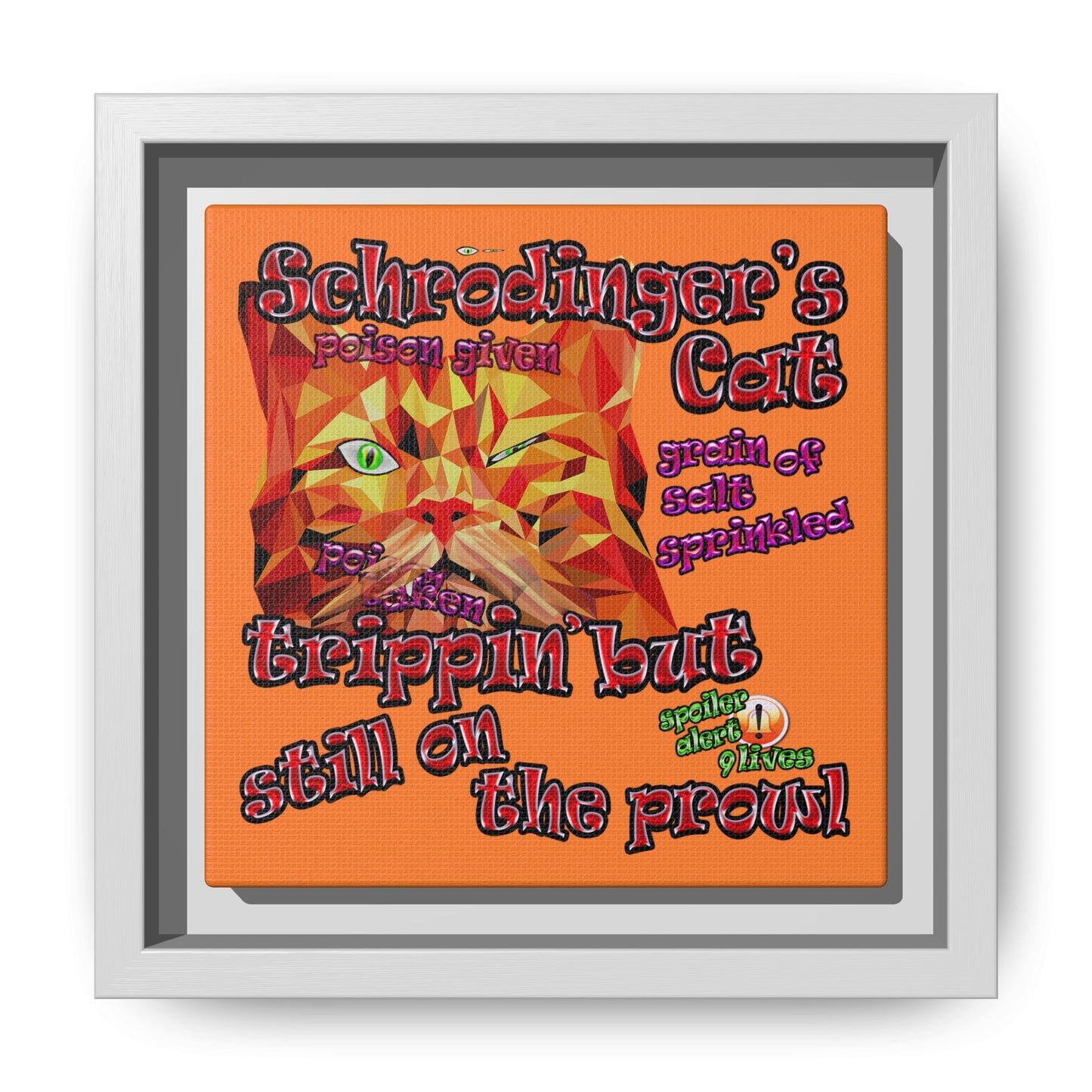 schrodinger's cat - framed canvas art (crusta)