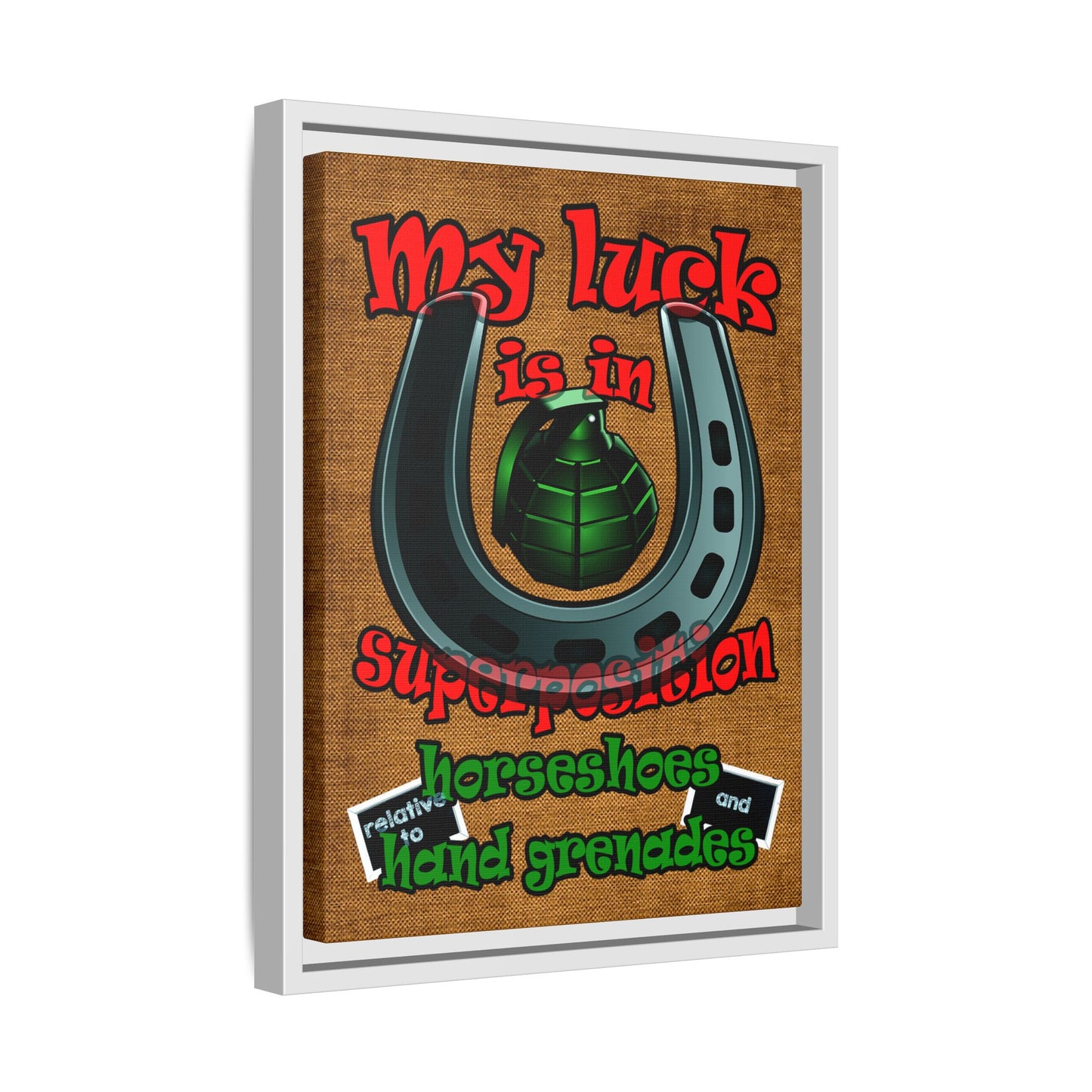 my luck - framed canvas art (brown papyrus)