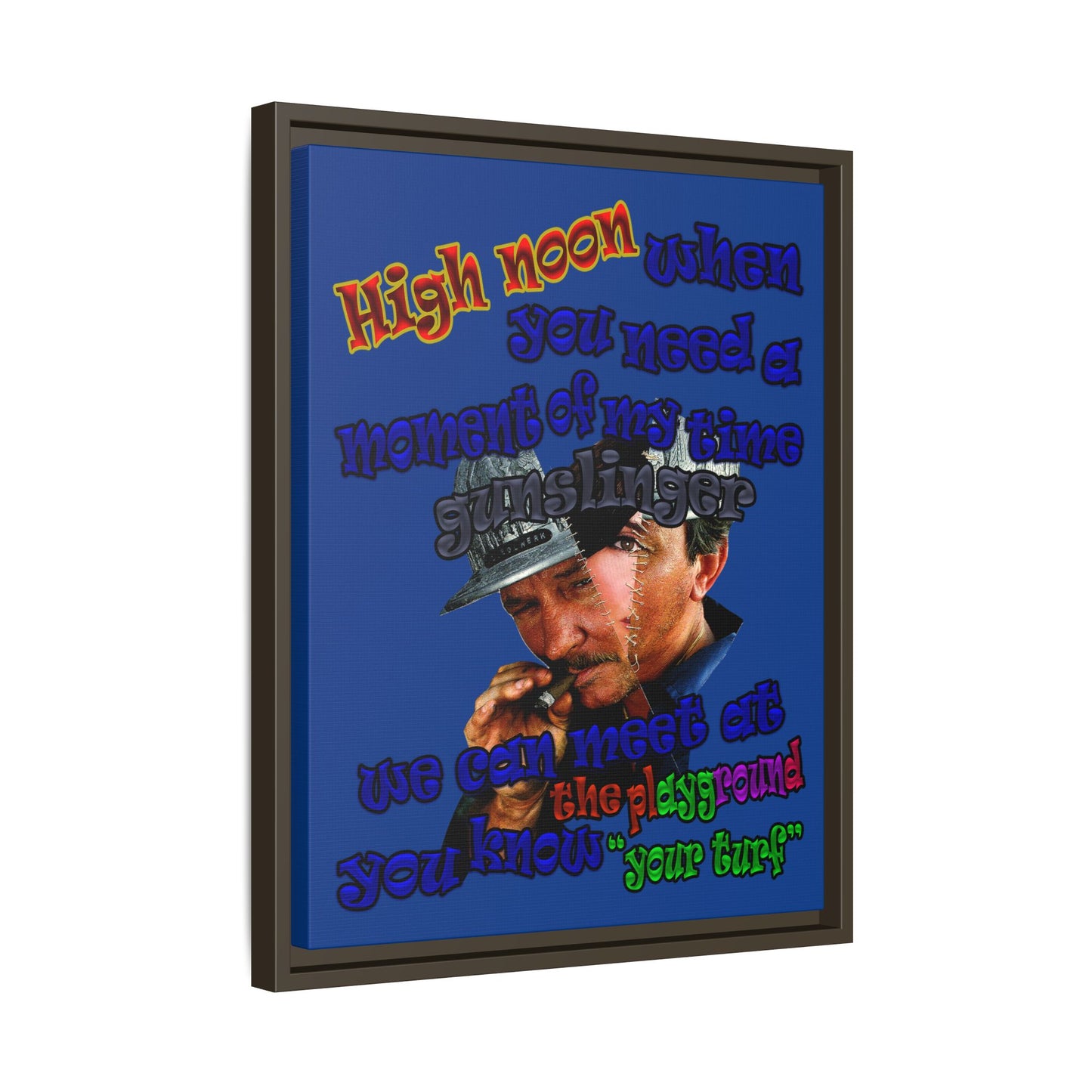 high noon - framed canvas art (dark blue)